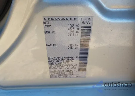 2024 Nissan Altima Sv Fwd z USA, uszkodzony, nr VIN 1N4BL4DV5RN302077